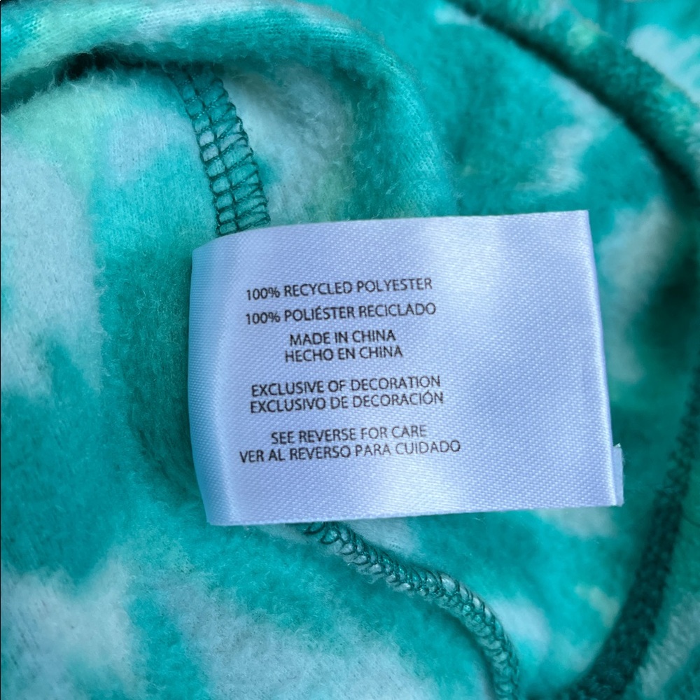 Eddie Bauer 1/4 Zip Polar Fleece Pullover in Turquoise Leaf Ikat Sz Large - Picture 10 of 10